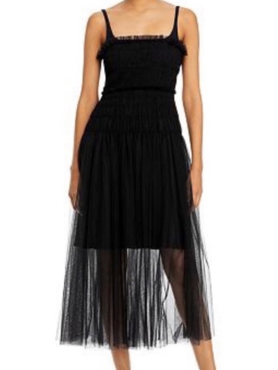 Rebecca Taylor Dresses & Skirts - COPY - NWOT Rebecca Taylor Black Sleeveless Smocked Ruched tulle dress